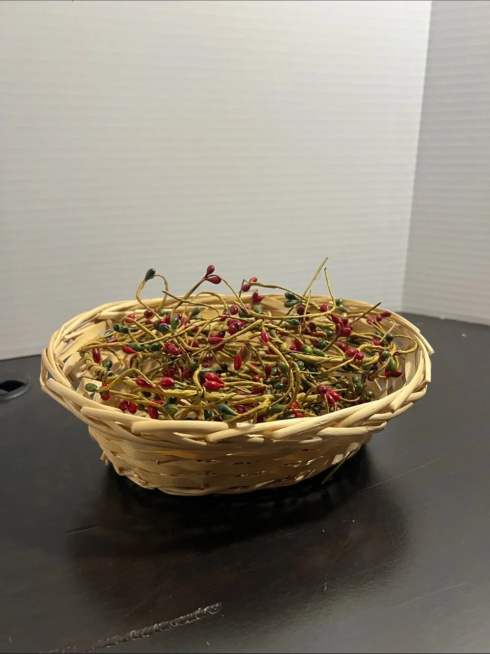 Holiday Red and Green Mini Berry Garland - Decorative Basket Accent